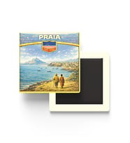 Retro Yeşil Burun Adaları Praia Şehri Temalı Vintage Buzdolap Magneti – 9x9 cm