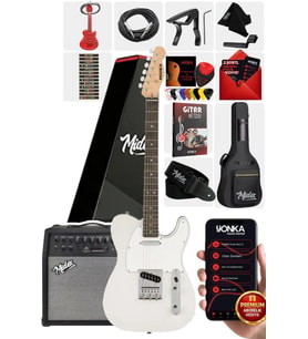 Midex TLX-50WH-50AMP Tele Kasa Gül Klavye 2 Single-Coil 50W Amfili Elektro Gitar