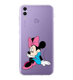 Huawei Honor 8c  Kamera korumalı Kapak Minnie Mouse Tasarımlı  Şeffaf Kılıf