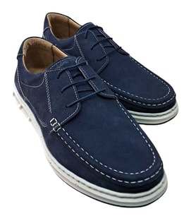Wexperon W379 Erkek Hakiki Deri Bağcıklı Loafer Comfort Ayakkabı Nubuk Lacivert