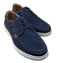 Wexperon W379 Erkek Hakiki Deri Bağcıklı Loafer Comfort Ayakkabı Nubuk Lacivert
