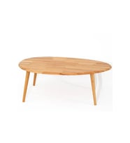 Fawdecor Asimetrik Masif Doğal Ahşap Orta Sehpa ve 2'li/3'lü Zigon Sehpa Set, Modern Masif Yan ve Orta Sehpa (Meşe)