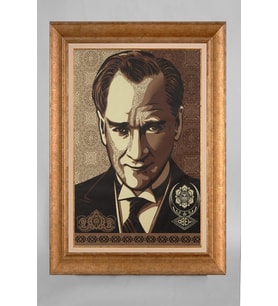 Çerçeveli Paspartulu Atatürk Tablo a793 (Gold)