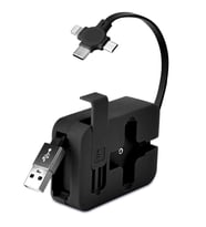 Durukar® Cep Tipi Telefon Tutuculu Makaralı Uzayıp Kısalabilen 3'ü 1 Arada USB Şarj Kablosu
