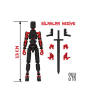 Robot 13 Dummy Siyah Kırmızı Tüm Eklemleri Hareketli Aksiyon Figürü Oyuncak