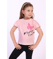 Toontoy Kız Çocuk Summer Time Baskılı Tişört (Pudra)
