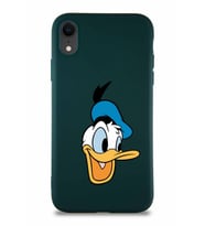Apple iPhone XR Soft Premier Kapak Donald Duck-A Tasarımlı Silikon Kılıf - Yeşil (Şeffaf)