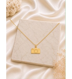 Kişiye Özel 925 Ayar Gümüş Minimal Kamera Kolye (Gold)