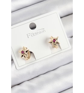 Pirinç Zirkon Taşlı Yıldız Model Gold Renk Çocuk Küpe TJ-BKP11197