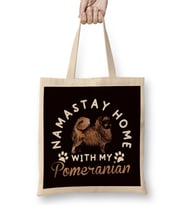 Stay Home With Pomeranian Pommy Pom German Spitz Puppy Pet Bez Çanta Uzun Saplı