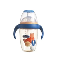 300ml +9 Aylık Bebekler için Emzikli Akıllı Pipet Toplu Kulplu Kapaklı Kutulu Anti-Kolik PPSU Malzemeli Bebek Biberonu