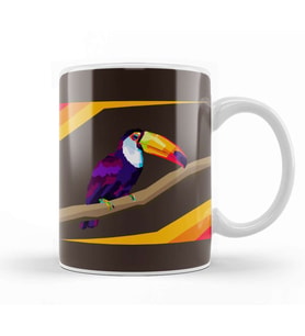 Colorful Tukan Birds In Pop Art Design Kupa Bardak Porselen