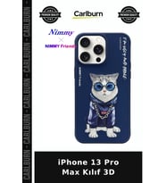 iPhone 13 Pro Max Kılıf 3D Tarz Kedi Figürlü Şehirli
