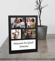 Anneler Gününe Özel 4 Fotoğraflı Kendi Mesajını Oluştur Ahşap Kolaj Çerçeve (Kahverengi)