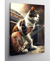 Kanvas Tablo Gitar Çalan Kedi