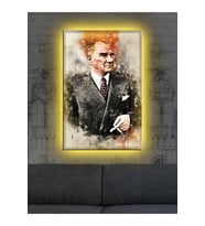 Led Işıklı Mustafa Kemal Atatürk Kanvas Tablo (çok Şık)