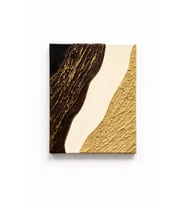 Premium Soyut Dalga Dokulu Alçı Tablo - Toprak Tonları ve Gold Detaylı Duvar Dekoru 35x50 cm