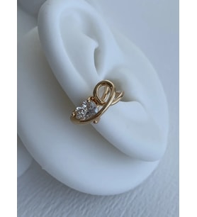 Özel Seri Tek Taş Kalp Tasarım Gold Earcuff