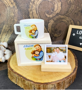 Kişiye Özel Fotoğraf Tutucu Ve Canım Babam Kutulu Kupa Set