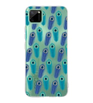 PrintiFy Realme C11  ile Uyumlu 1mm Slim Fit Nazar Boncuğu 4 Baskılı Şeffaf  Kılıf