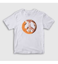 Presmono Unisex Çocuk Beyaz Peace Fox Tilki T-Shirt 368092tt