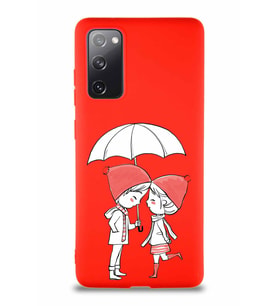 Samsung Galaxy S20 FE Soft Premier Kapak Aşk Tasarımlı Silikon Kılıf - Kırmızı (Şeffaf)