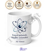 Atom Temalı Bilim Sever Hediyesi Baskılı Kupa Bardak Bilim İnsanı Hediye