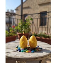 GÜL YUMURTA 2'Lİ HEDİYELİK DEKORATİF KAVUN KOKULU SOYA WAX MUM (SARI RENKLİ)