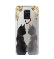 Redmi Note 9 Pro / 9s Uyumlu Kedi Çiftler Tasarımlı Şeffaf Telefon Kılıfı