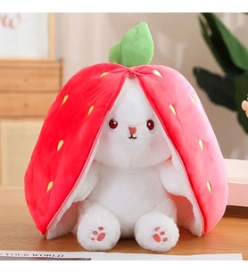 Sürpriz Çilek Tavşan Peluş 50Cm Kırmızı