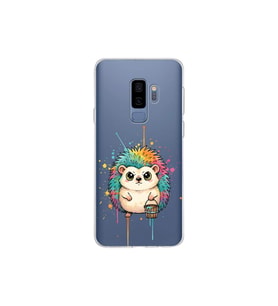Samsung Galaxy S9 Plus ile Uyumlu Splash Kirpi Tasarımlı Şeffaf Silikon Kılıf