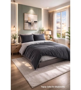 Çift Kişilik Nevresim Takımı (Lastikli Çarşaf+Yastık Kılıfı+Yorgan Kılıfı) Çift Yönlü Pamuk-Polyester 90x190 100x200 120x200 160x200 180x200 200x200 (Antrasit-Gri, 180x200)