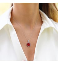Red Paraiba Taşlı Yuvarlak Model 925 Ayar Gümüş Kolye