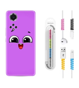 Huawei Nova Y70 Y90 Nova 9 SE  Kılıf Kablo Koruma Spiral Silikon Purple Sweety 1717