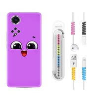 Huawei Nova Y70 Y90 Nova 9 SE  Kılıf Kablo Koruma Spiral Silikon Purple Sweety 1717