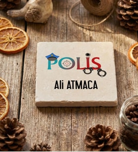 Kişiye Özel Polis Bardak Altlığı Polis Günü Hediyesi (Krem)