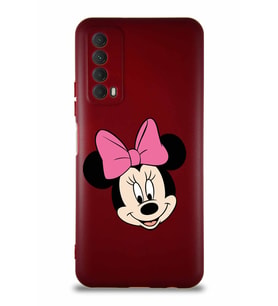Huawei P Smart 2021 Soft Premier Kapak Minnie Mouse-C Tasarımlı Silikon Kılıf - Mürdüm (Şeffaf)