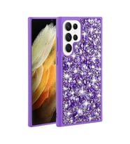 Lexroo Galaxy S23 Ultra Kılıf Parlak Taşlı Tasarım Linea Kılıf - Mor