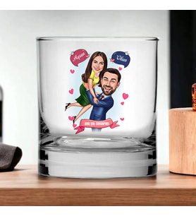 Kişiye Özel Mutluluktan Havalara Karikatürlü Viski Kadehi