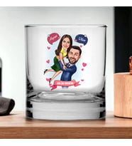 Kişiye Özel Mutluluktan Havalara Karikatürlü Viski Kadehi