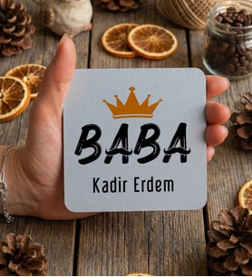 Kişiye Özel Baba Bardak Altlığı Babalar Günü Hediyesi (Beyaz)