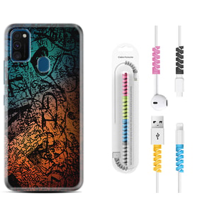 Samsung M21 M22 M23 M30 M31S M32 Kılıf Kablo Koruma Spiral Silikon İşaretler Tuval 1716