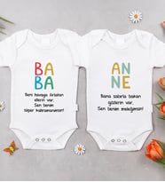 BK Kids Anne-Baba Tasarımlı 2'li Bebek Body Zıbın - 3, Anneler Günü Hediyesi, Babalar Günü Hediyesi, Yeni Doğan Hediyesi