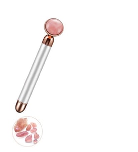 Titreşimli Güzellik Masaj Kalemi Doğal Pink Jade (Yeşim) Taş, Gümüş Çubuk