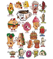 Yiyecekler Sticker Set-1 15 Parça Telefon, Tablet, Defter, Laptop Sticker