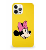Apple iPhone 12 Pro Max Soft Premier Kapak Minnie Mouse-A Tasarımlı Silikon Kılıf - Sarı (Şeffaf)