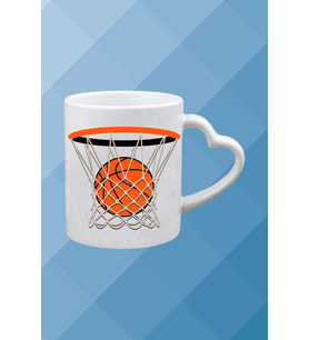 Basketboll Temalı Basket Sever Kalpli Kulp Kupa Bardak Çay Kahve Fincanı-2