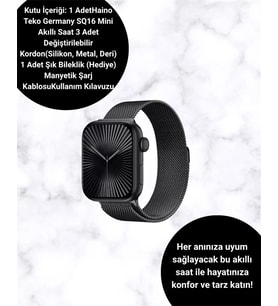 Mini Series 10 Akıllı Saat 3 Kordon + Bileklik Hediyeli, Tüm Telefonlarla Uyumlu