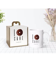 BK Gift Kişiye Özel Ahşap Kutuda I Don't Care Tasarımlı Beyaz Kupa Bardak-1