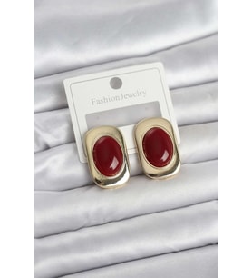 Renkli Kare Kadın Küpe 1 Adet (Bordo Model)